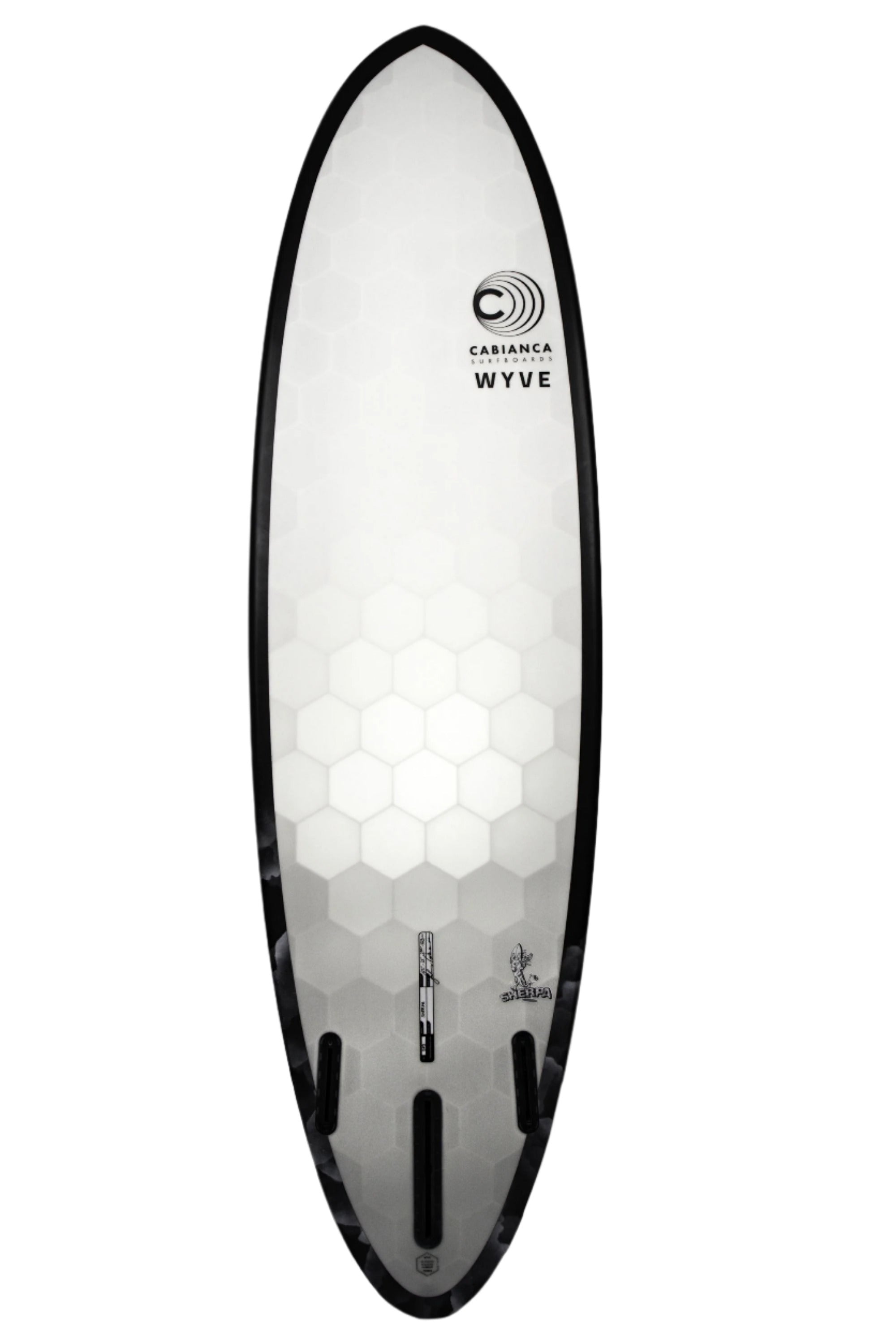 vue d'une planche de surf sur la carène , planche de surf transparente imprimé en 3D en france